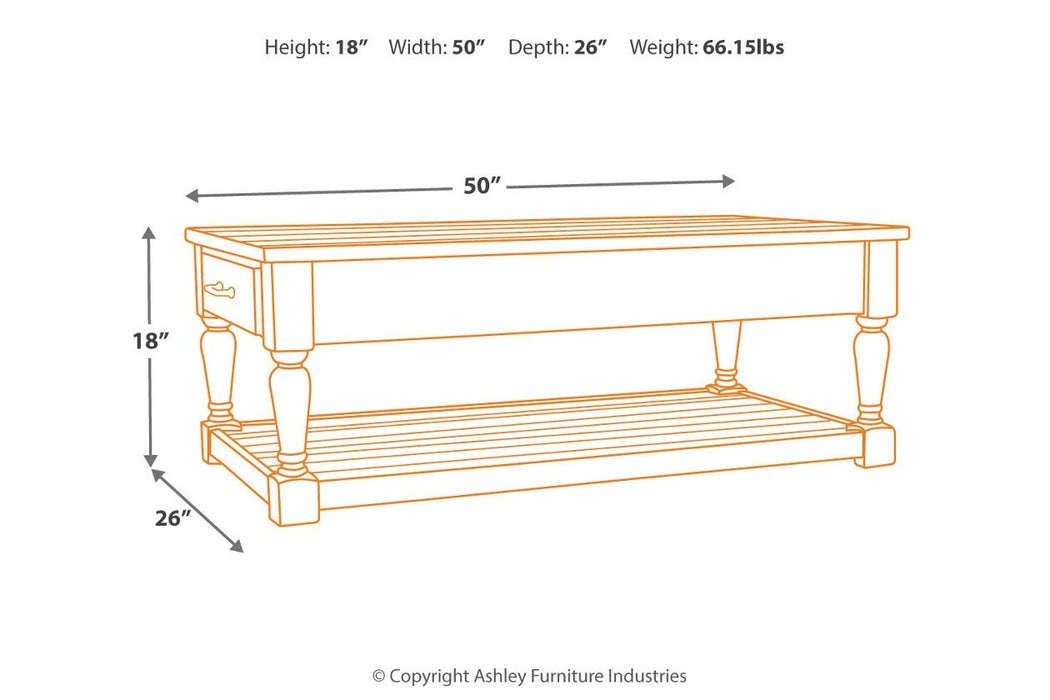 Shawnalore Whitewash Coffee Table - T782-1 - Gate Furniture