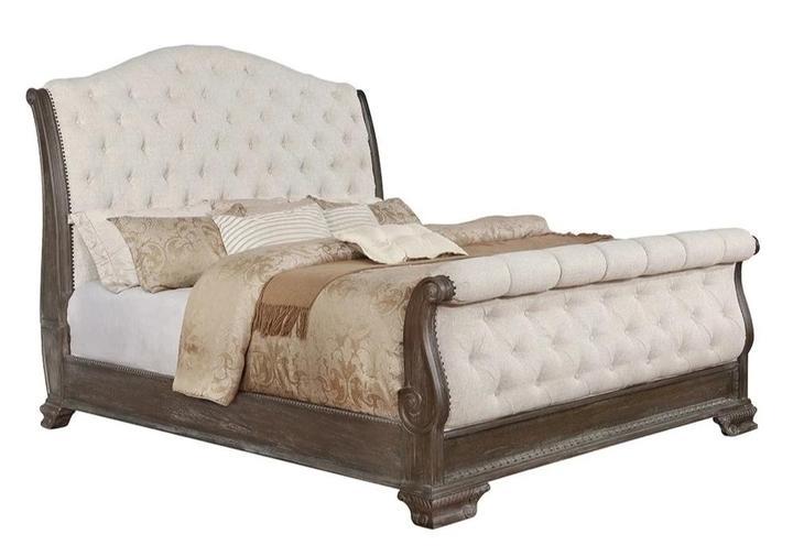 Sheffield Antique Gray King Sleigh Bed - Gate Furniture