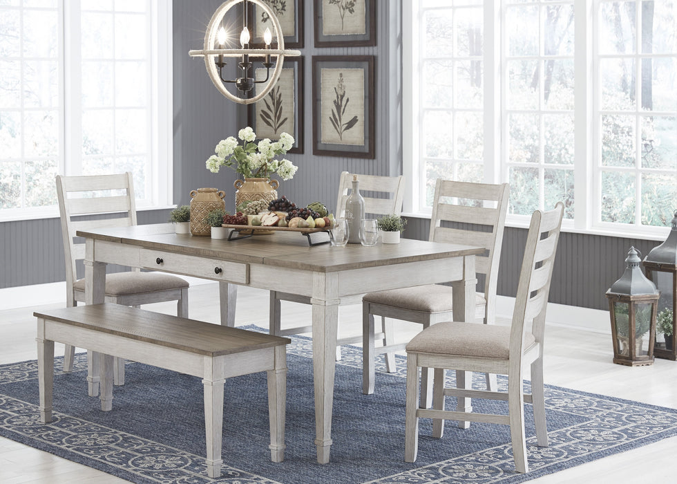 Skempton White-Light Brown Dining Room Set - Gate Furniture