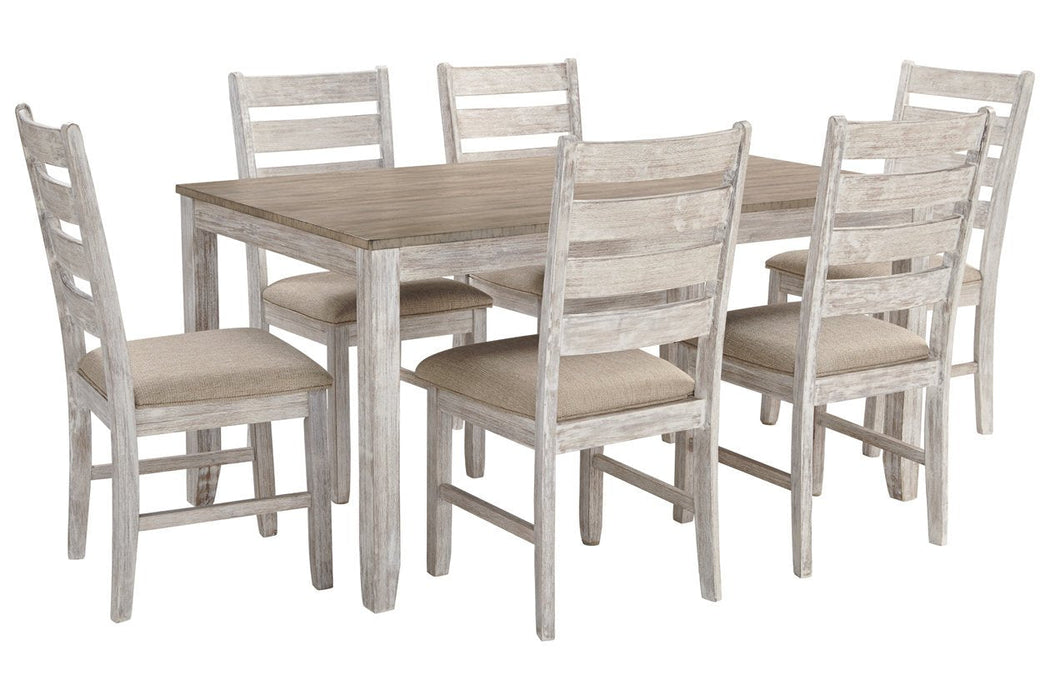 Skempton White/Light Brown Dining Table and Chairs (Set of 7) - D394-425 - Gate Furniture