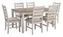 Skempton White/Light Brown Dining Table and Chairs (Set of 7) - D394-425 - Gate Furniture