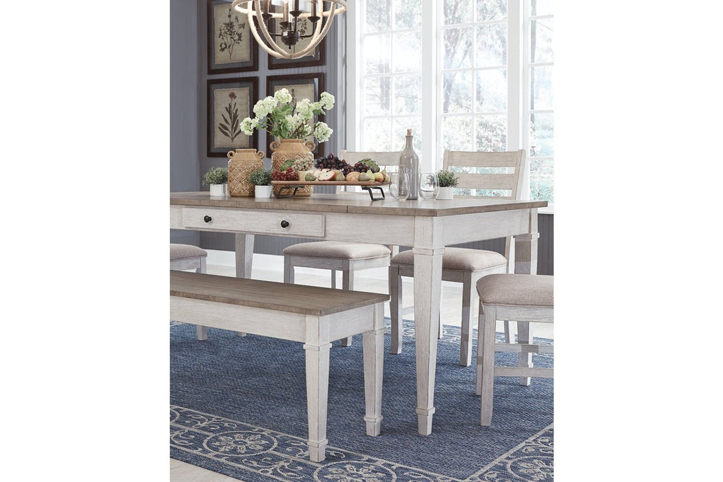 Skempton White/Light Brown Dining Table - D394-25 - Gate Furniture