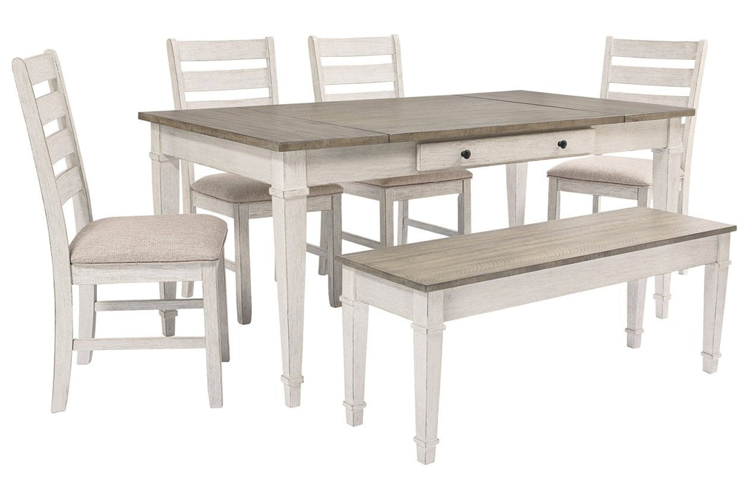 Skempton White/Light Brown Dining Table - D394-25 - Gate Furniture