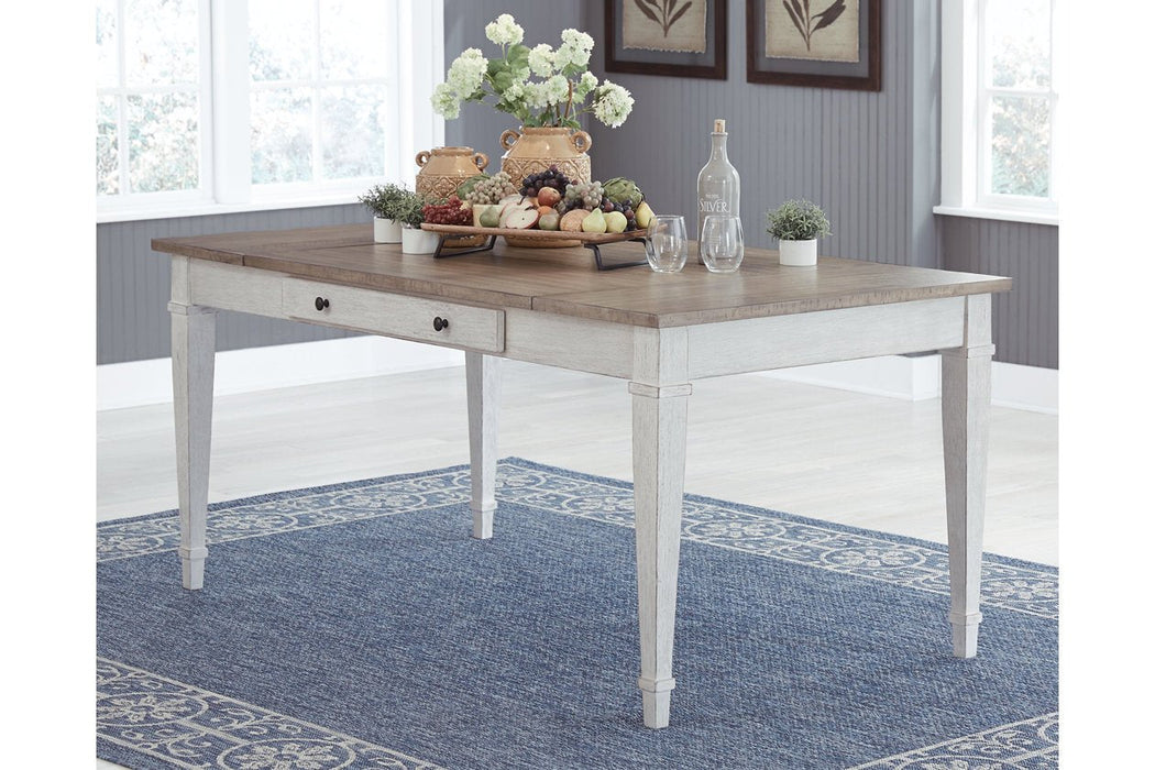 Skempton White/Light Brown Dining Table - D394-25 - Gate Furniture