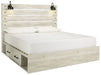 [SPECIAL] Cambeck Whitewash King Side Storage Platform Bed - Gate Furniture