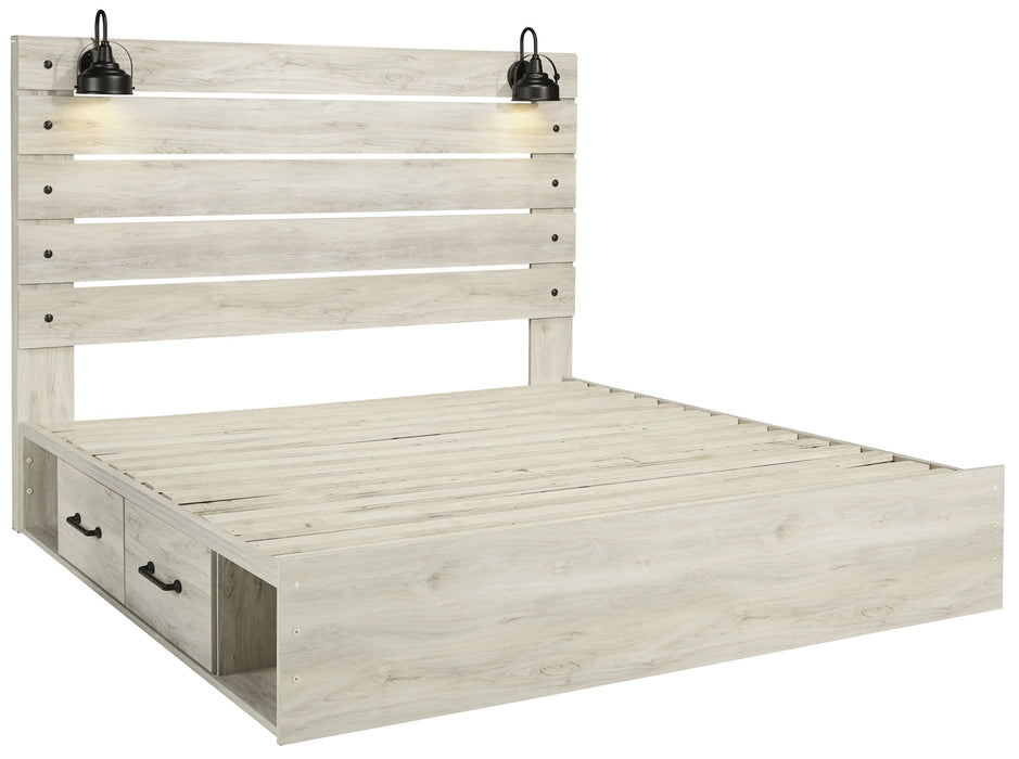 [SPECIAL] Cambeck Whitewash King Side Storage Platform Bed - Gate Furniture