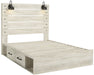 [SPECIAL] Cambeck Whitewash Queen Side Storage Platform Bed - Gate Furniture