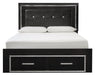 [SPECIAL] Kaydell Black LED Queen Footboard Storage Platform Bed - Gate Furniture