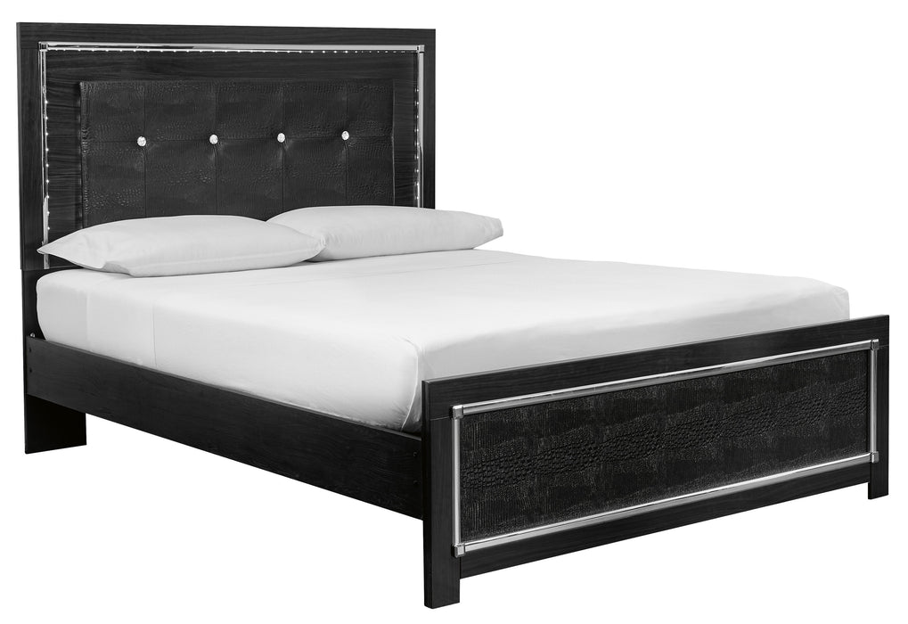 [SPECIAL] Kaydell Black LED Queen Panel Bed - Gate Furniture