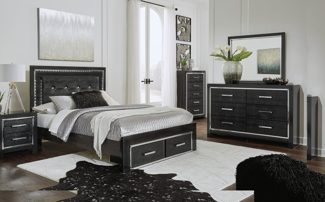 [SPECIAL] Kaydell Black LED Storage Panel Bedroom Set - Gate Furniture