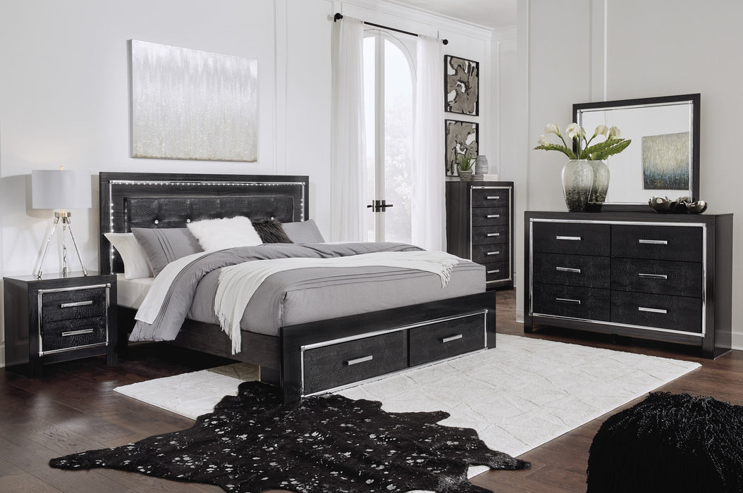 [SPECIAL] Kaydell Black LED Storage Panel Bedroom Set - Gate Furniture