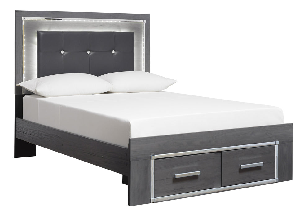 [SPECIAL] Lodanna Gray Full LED Storage Bed - Gate Furniture