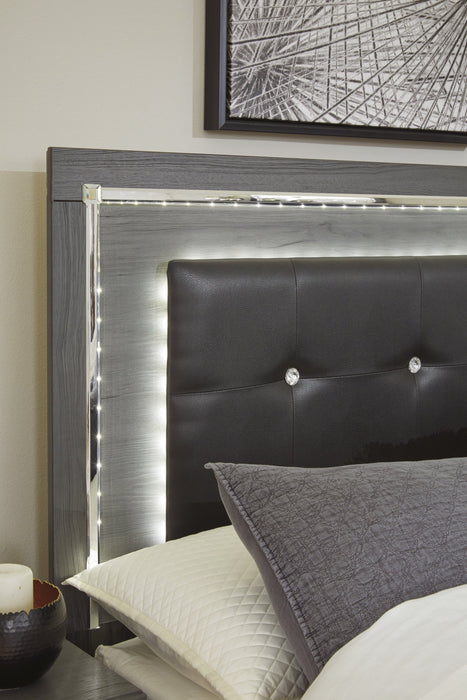 [SPECIAL] Lodanna Gray King LED Panel Bed - Gate Furniture