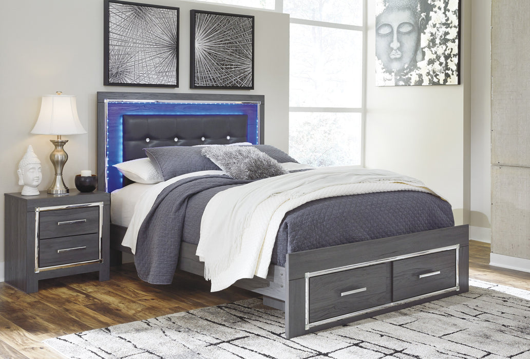 [SPECIAL] Lodanna Gray King LED Storage Bed - Gate Furniture