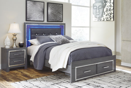 [SPECIAL] Lodanna Gray King LED Storage Bed - Gate Furniture