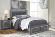 [SPECIAL] Lodanna Gray Queen LED Storage Bed - Gate Furniture