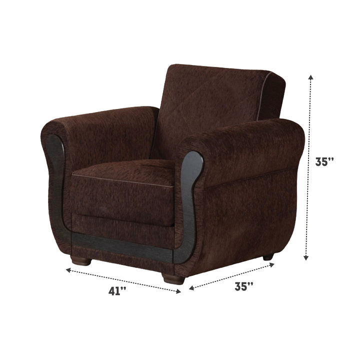 Sunrise 41 in. Convertible Sleeper Chair in Brown with Storage - CH-SUNRISE - In Stock Furniture