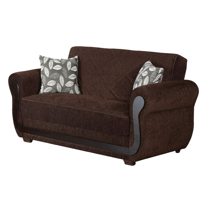 Sunrise 67 in. Convertible Sleeper Loveseat in Brown with Storage - LS-SUNRISE - In Stock Furniture