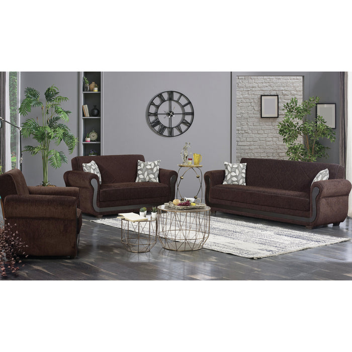 Sunrise 67 in. Convertible Sleeper Loveseat in Brown with Storage - LS-SUNRISE - In Stock Furniture