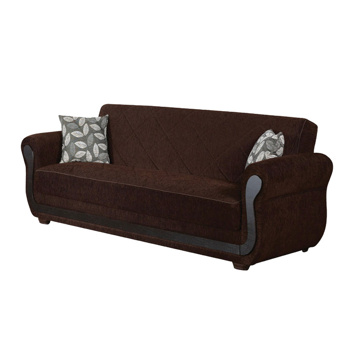 Sunrise 91 in. Convertible Sleeper Sofa in Brown with Storage - SB-SUNRISE - In Stock Furniture