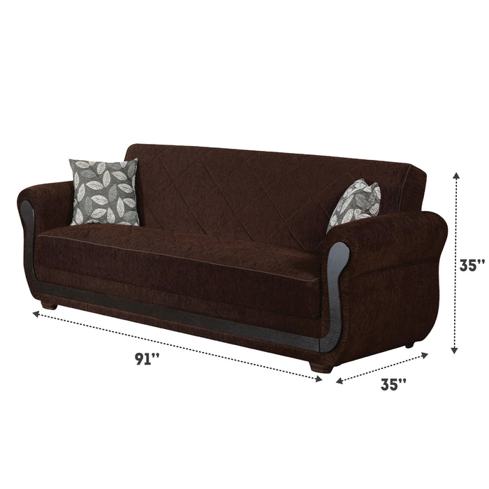 Sunrise 91 in. Convertible Sleeper Sofa in Brown with Storage - SB-SUNRISE - In Stock Furniture