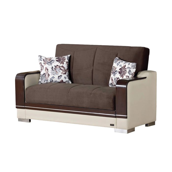 Texas 63 in. Convertible Sleeper Loveseat in Brown with Storage - LS-TEXAS-2015 - In Stock Furniture