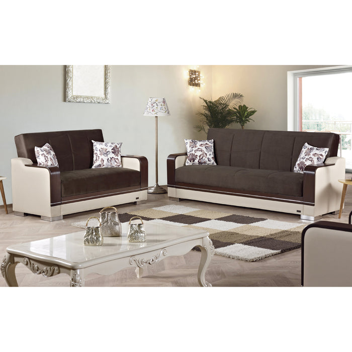 Texas 63 in. Convertible Sleeper Loveseat in Brown with Storage - LS-TEXAS-2015 - In Stock Furniture