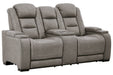 The Man-Den Gray Power Reclining Loveseat with Console - U8530518 - Gate Furniture