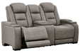 The Man-Den Gray Power Reclining Loveseat with Console - U8530518 - Gate Furniture