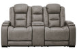 The Man-Den Gray Power Reclining Loveseat with Console - U8530518 - Gate Furniture