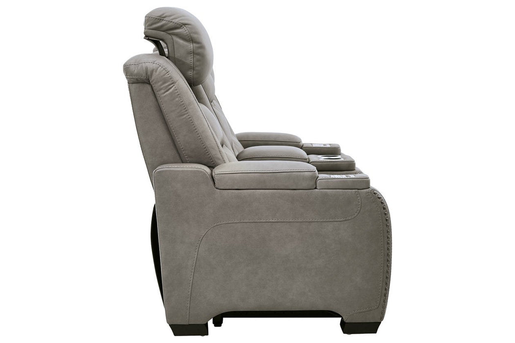 The Man-Den Gray Power Reclining Loveseat with Console - U8530518 - Gate Furniture