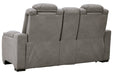 The Man-Den Gray Power Reclining Loveseat with Console - U8530518 - Gate Furniture