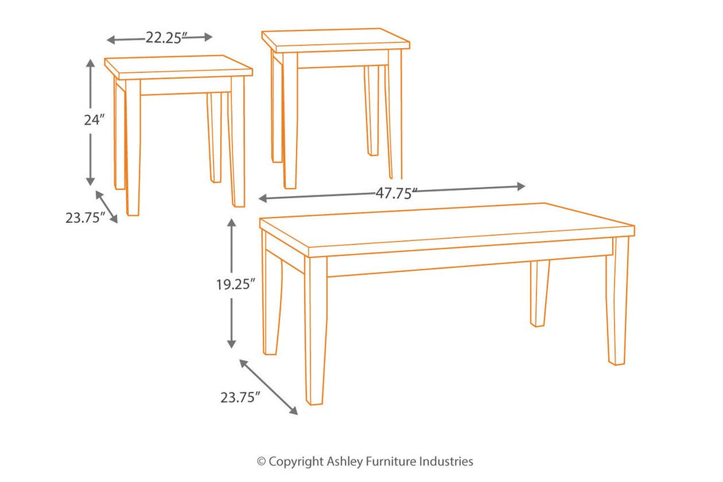 Theo Warm Brown Table (Set of 3) - T158-13 - Gate Furniture