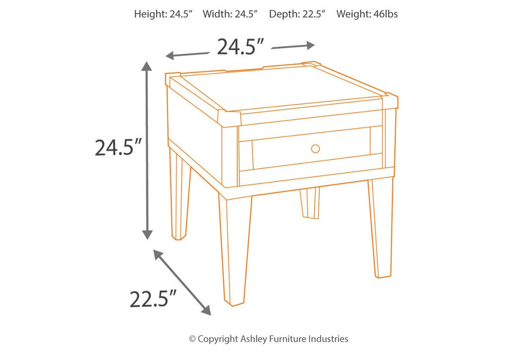 Todoe Dark Gray End Table with USB Ports & Outlets - T901-3 - Gate Furniture