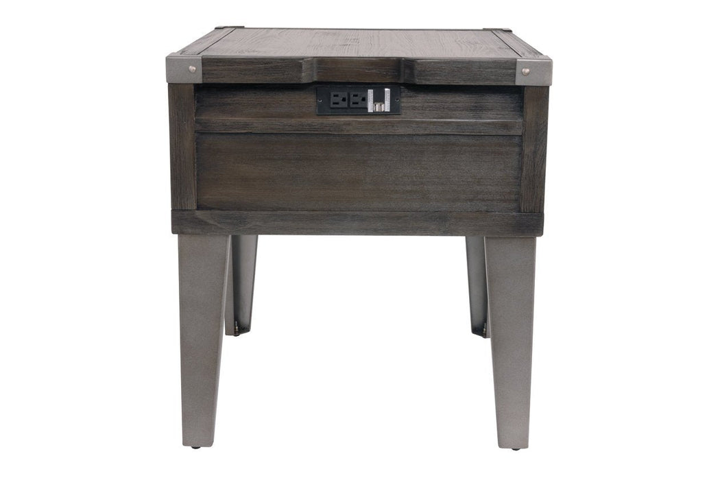 Todoe Dark Gray End Table with USB Ports & Outlets - T901-3 - Gate Furniture