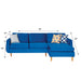 Torp 96 in. W 2-Piece Soft Touch Microfiber Upholstery Reversible Sectional Sofa with Chaise in Blue - SEC-TORP - Gate Furniture