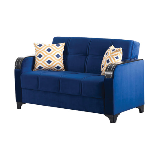 Trenton 61 in. Convertible Sleeper Loveseat in Blue with Storage - LS-TRENTON - In Stock Furniture