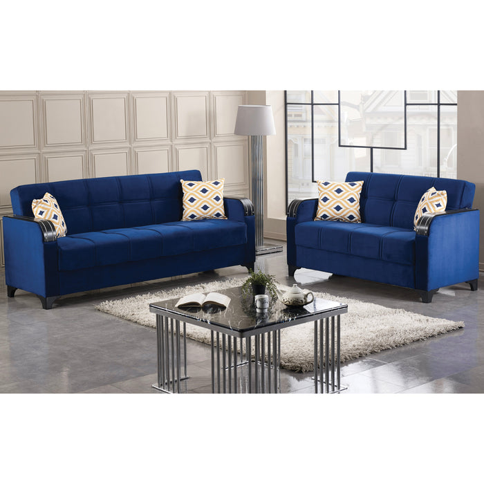 Trenton 61 in. Convertible Sleeper Loveseat in Blue with Storage - LS-TRENTON - In Stock Furniture