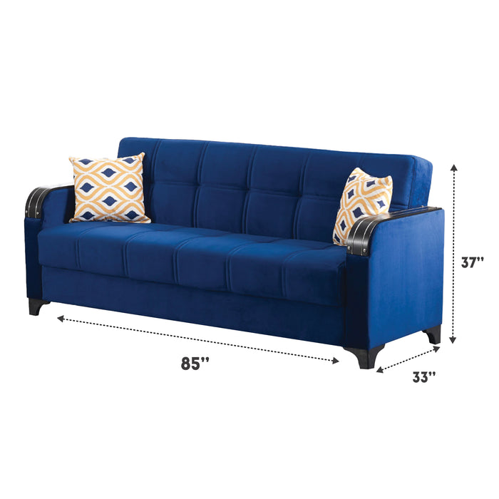 Trenton 85 in. Convertible Sleeper Sofa in Blue with Storage - SB-TRENTON - In Stock Furniture