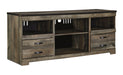 Trinell Brown Large TV Stand w/Fireplace Option - W446-68 - Gate Furniture