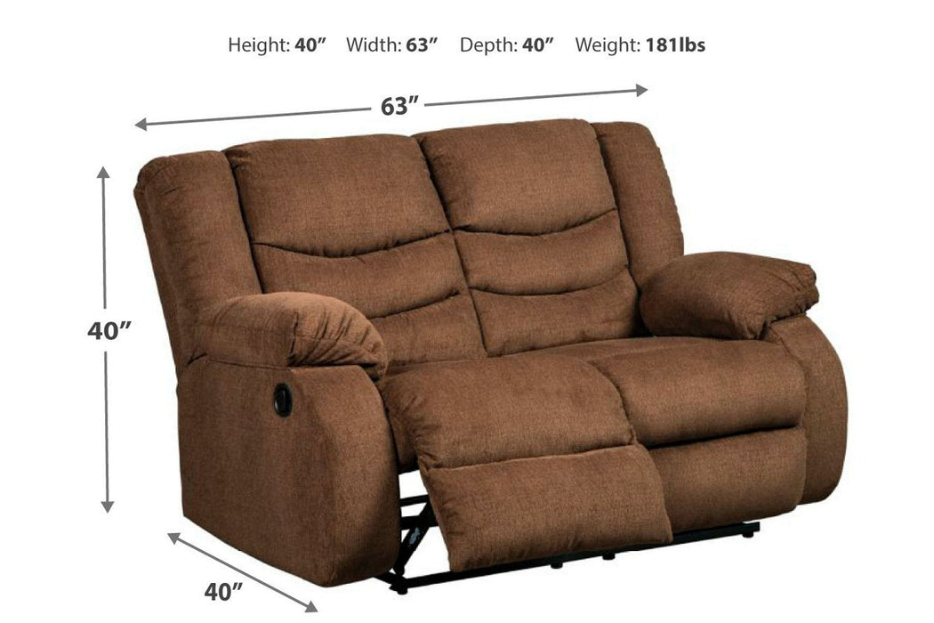 Tulen Chocolate Reclining Loveseat - 9860586 - Gate Furniture