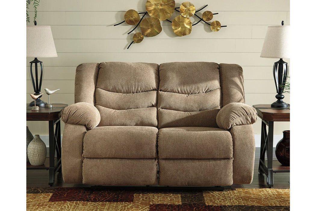 Tulen Mocha Reclining Loveseat - 9860486 - Gate Furniture