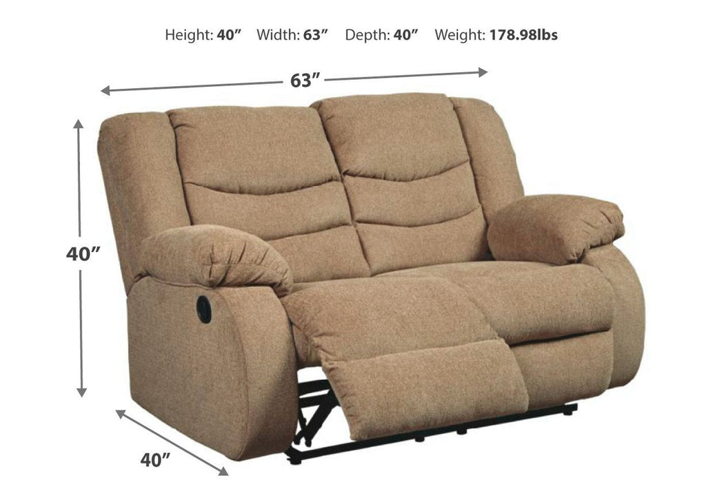 Tulen Mocha Reclining Loveseat - 9860486 - Gate Furniture