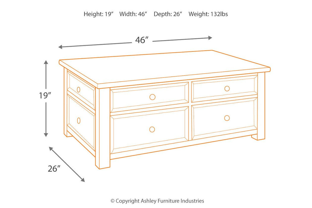 Tyler Creek Grayish Brown/Black Coffee Table with Lift Top - T736-20 - Gate Furniture