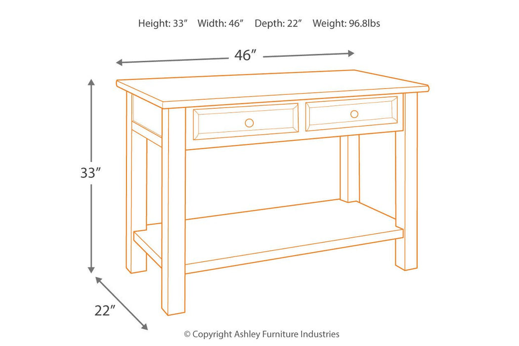 Tyler Creek Grayish Brown/Black Sofa/Console Table - T736-4 - Gate Furniture