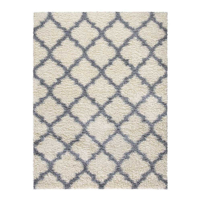 Ultimate Shag Collection Contemporary Trellis Design Area Rugs - Ivory - 5'X7' - SHG2272-5X7 - Gate Furniture