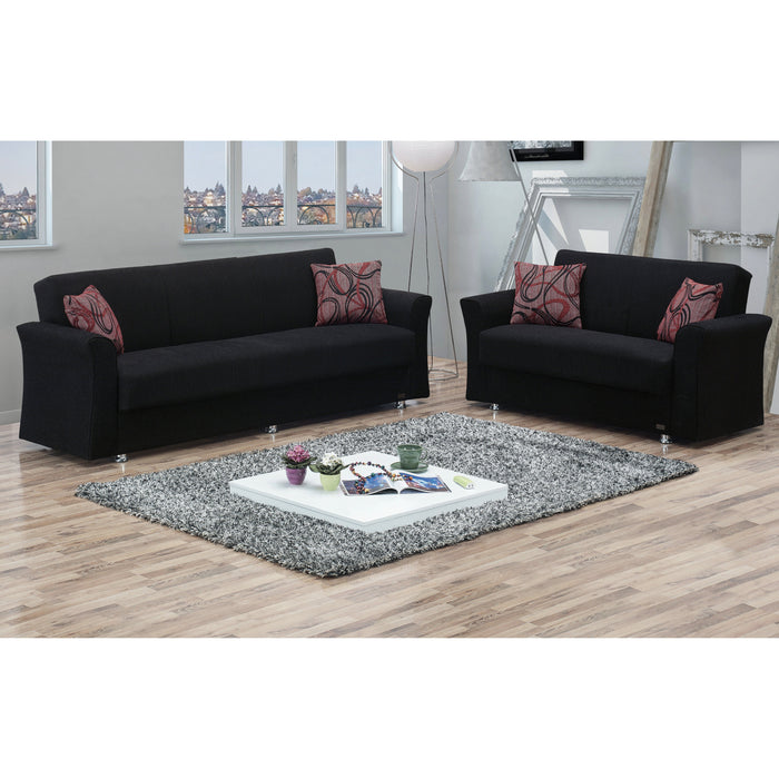 Utah 61 in. Convertible Sleeper Loveseat in Black with Storage - LS-UTAH - In Stock Furniture