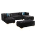 Valencia 126 in. W 3-Piece Soft Touch Velvet  U-Shaped Sectional in Black - SEC-VALENCIA-BLACK - Gate Furniture