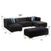 Valencia 126 in. W 3-Piece Soft Touch Velvet  U-Shaped Sectional in Black - SEC-VALENCIA-BLACK - Gate Furniture