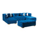 Valencia 126 in. W 3-Piece Soft Touch Velvet  U-Shaped Sectional in Blue - SEC-VALENCIA-BLUE - Gate Furniture